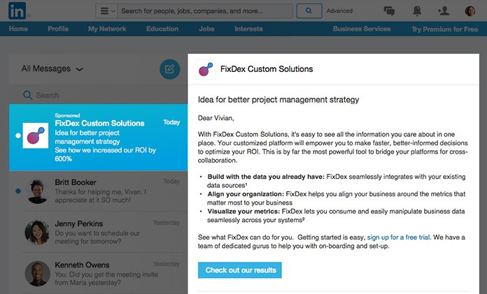 Créer un pub sponsored inmails linkedin