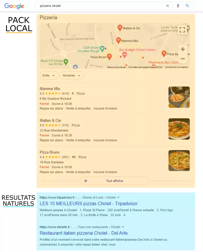 fiche d'établissement google